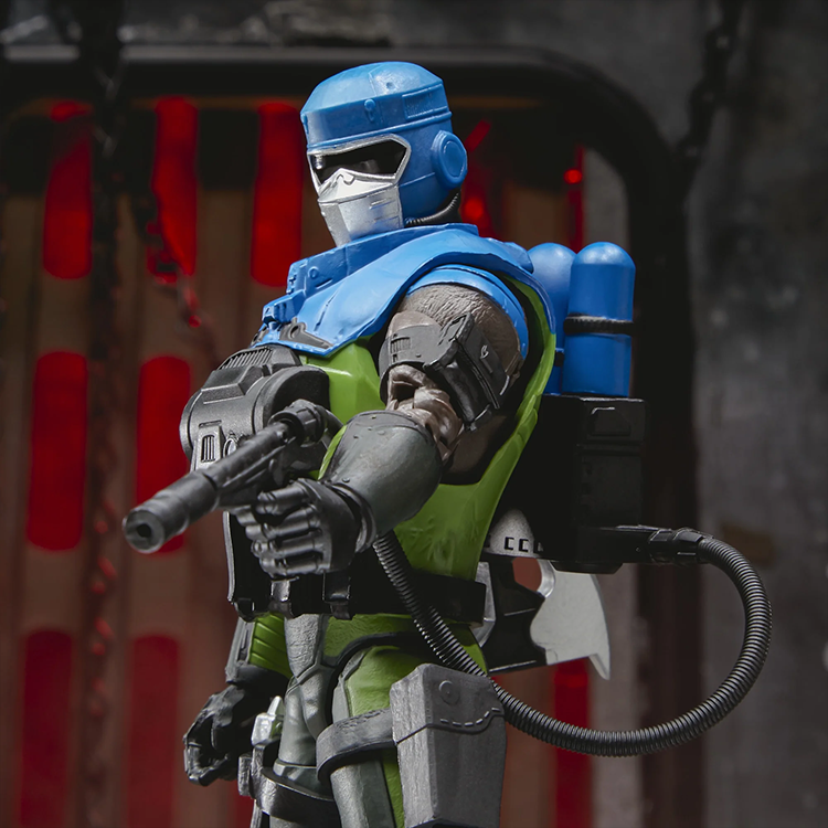 Hasbro GI Joe Classified Series 6-inch Barbecue Kelley Mad Marauders action figure with blue helmet and green armor