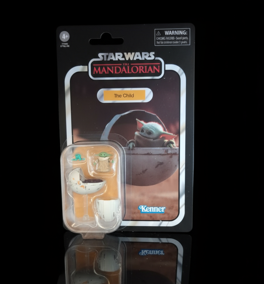 Star Wars The Mandalorian The Child vintage action figure with pram by Hasbro in packaging