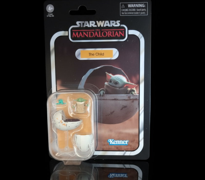 Star Wars The Mandalorian The Child vintage action figure with pram by Hasbro in packaging