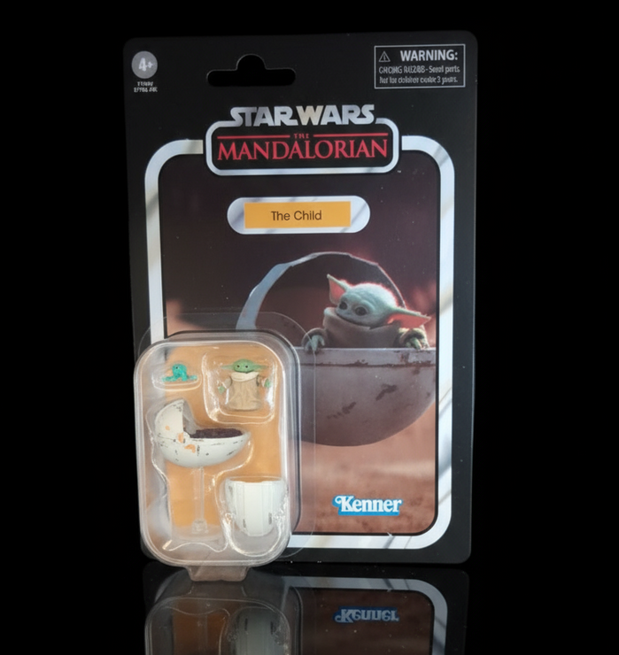 Star Wars The Mandalorian The Child action figure with pram by Hasbro in vintage packaging