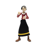 Boss Fight Studio Llc Olive Oyl figure in red top and black skirt with yellow stripe standing with fists raised on white background