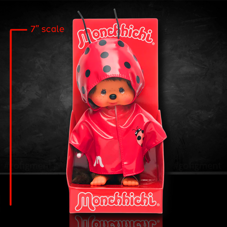 Monchhichi Lady Bug 7" Plush Toy - Classic Collectible Thumb-Sucking Monkey image 0