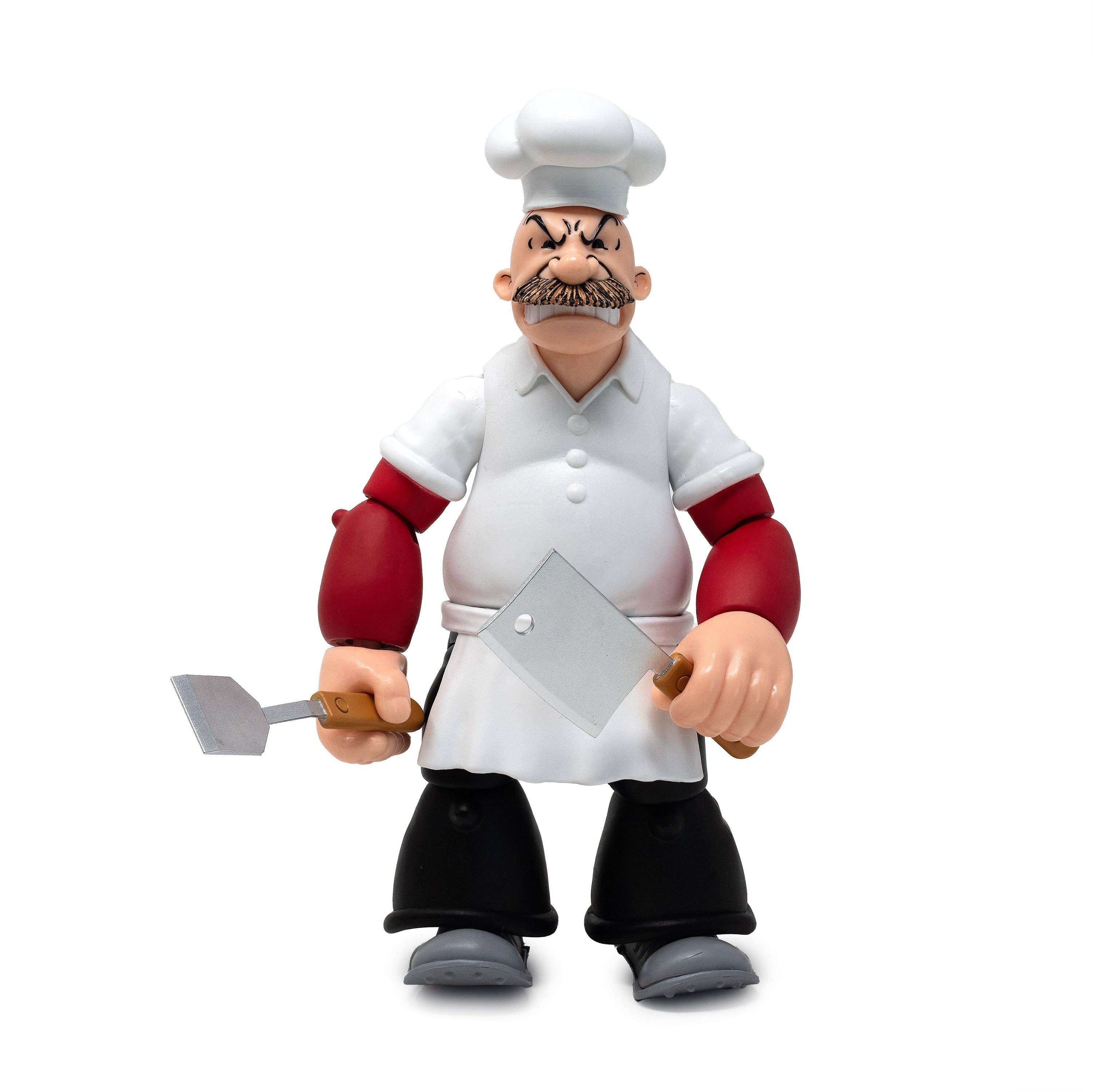 Boss Fight Studio Llc Rough-House Popeye Classics figure in chef outfit holding spatula and cleaver on white background