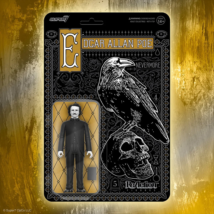 Edgar Allen Poe Grayscale 3 3/4-Inch ReAction Figure image 4