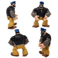 Boss Fight Studio Llc Bluto figure in black shirt, brown pants, blue hat shown in four dynamic poses on white background