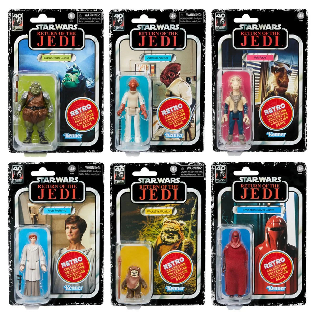 Kenner Star Wars Return of the Jedi retro action figures in original packaging featuring Yak Face and other characters