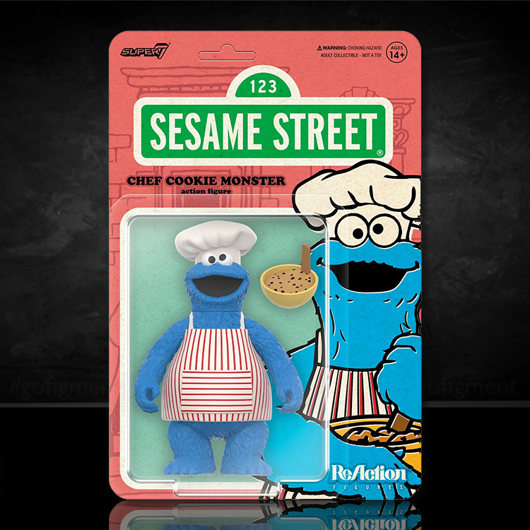 Sesame Street Action Figure Lot #4 Chef Cookie Monster in chef outfit in blister pack by Super7