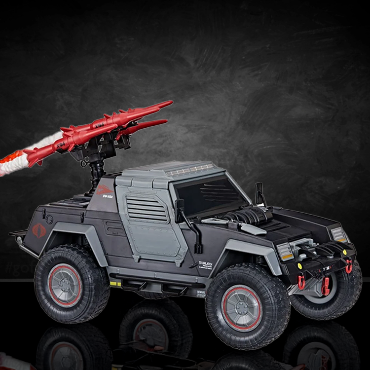 Hasbro GI Joe Classified Series 6in Night Attack Stinger Cobra Jeep with mounted missile launcher detailed side view