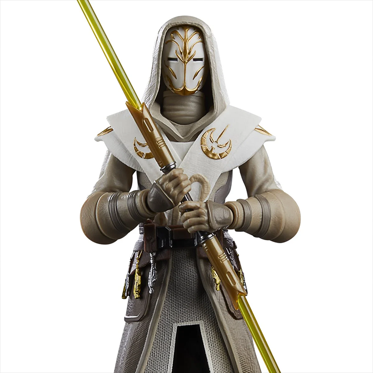 Hasbro Star Wars Black Series Jedi Temple Guard 6-inch action figure with double yellow lightsabers on white background