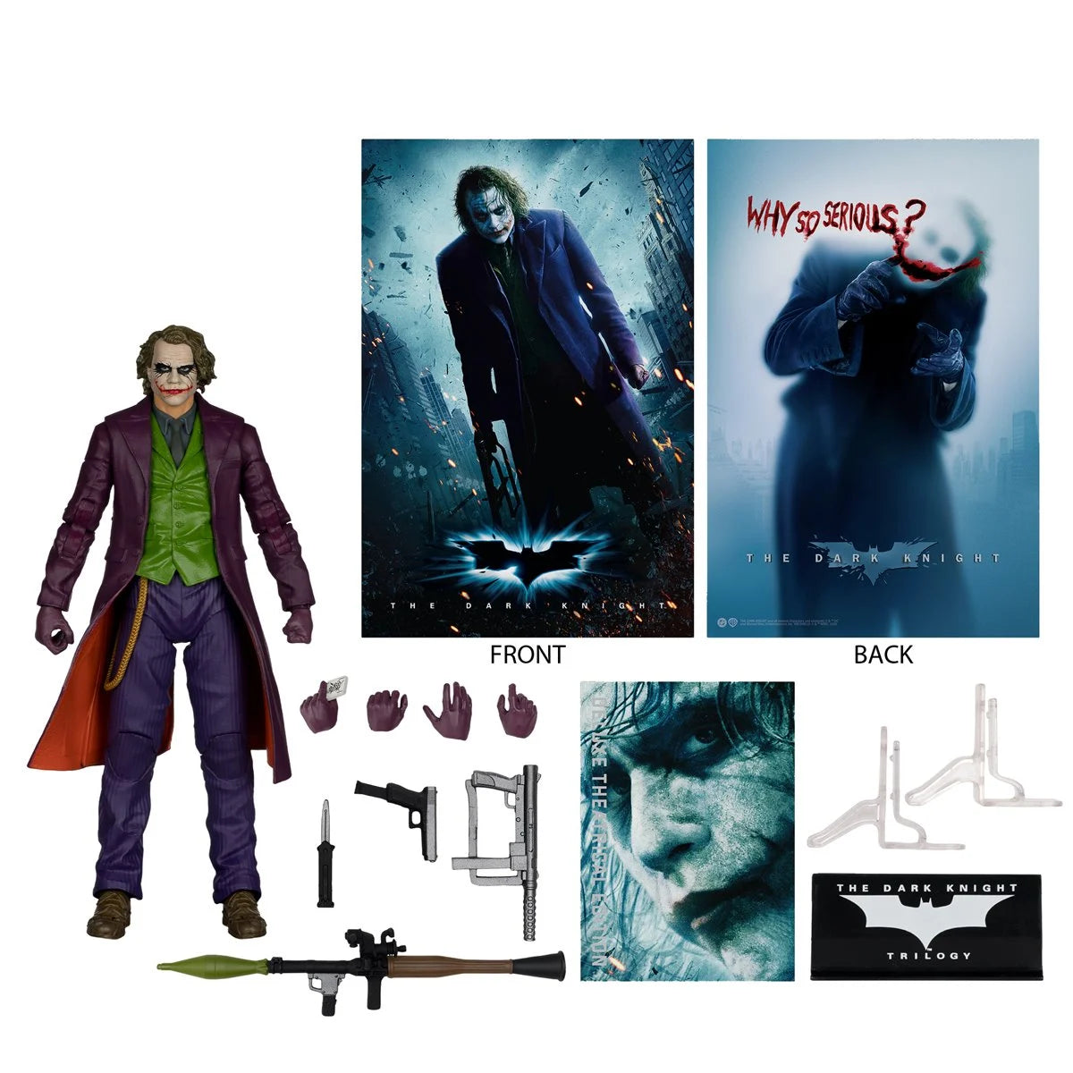 McFarlane Toys DC Multiverse The Dark Knight Joker (Heath Ledger) 7" Action Figure with accessories and display stands by McFarlane