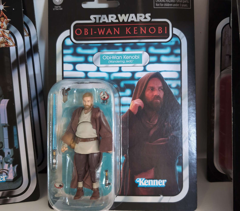 Obi-Wan Kenobi Star Wars Action Figure Wandering Jedi Vintage Collection in Kenner-style packaging by Hasbro