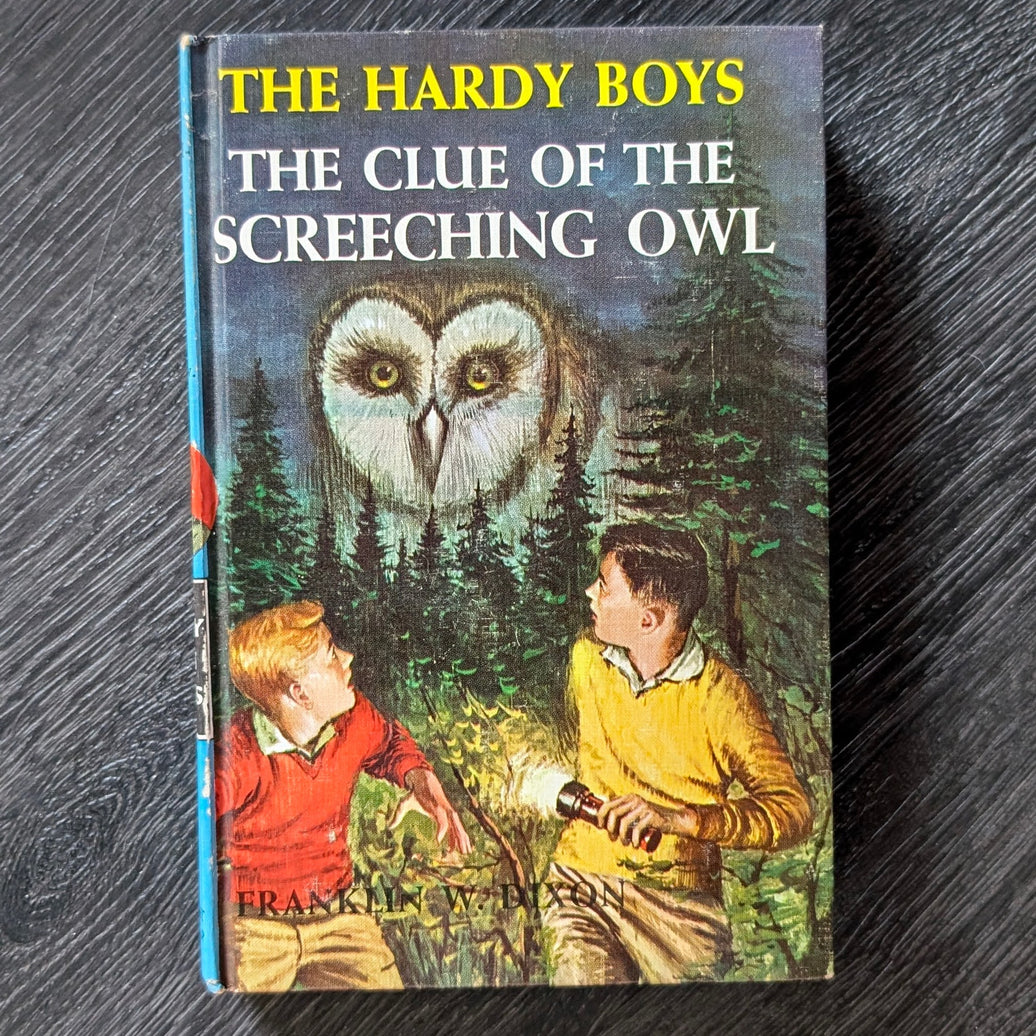 41 The Clue of the Screeching Owl (1962):  Vintage Hardy Boys Book Blue-Back image 0