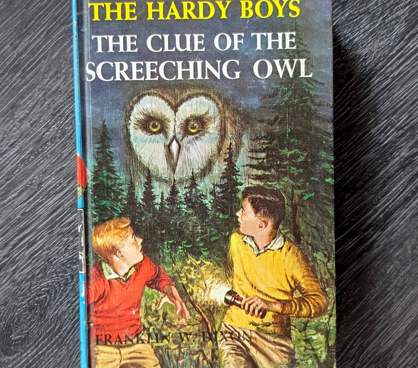 41 The Clue of the Screeching Owl (1962):  Vintage Hardy Boys Book Blue-Back image 0