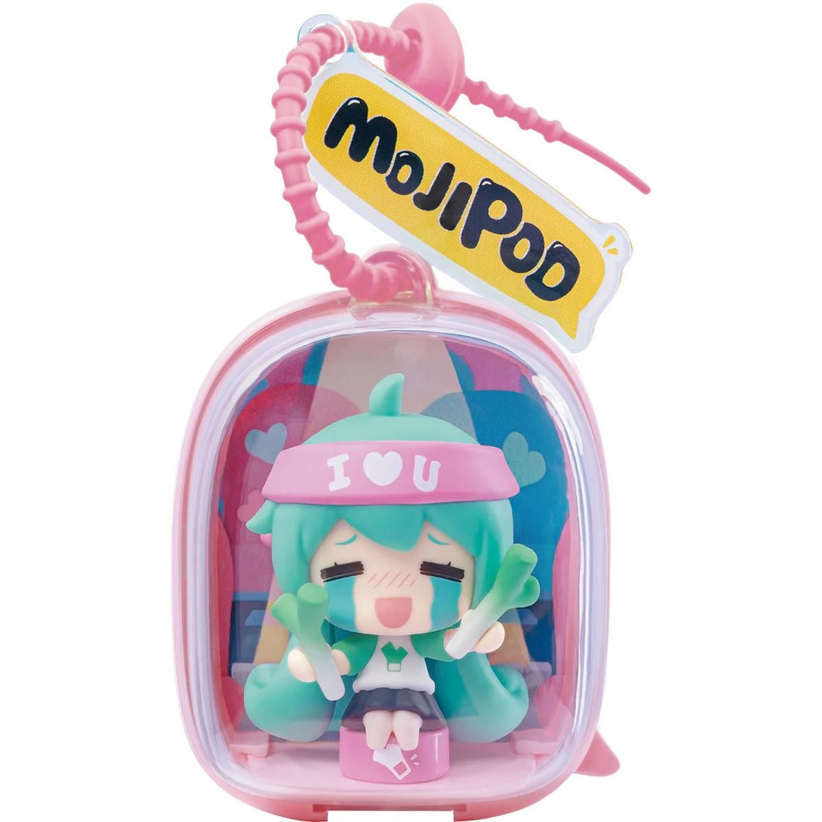 Hatsune Miku Blokees Mojipod Model Kit Diverse Music Festival Case of 6 in pink case with turquoise-haired figure
