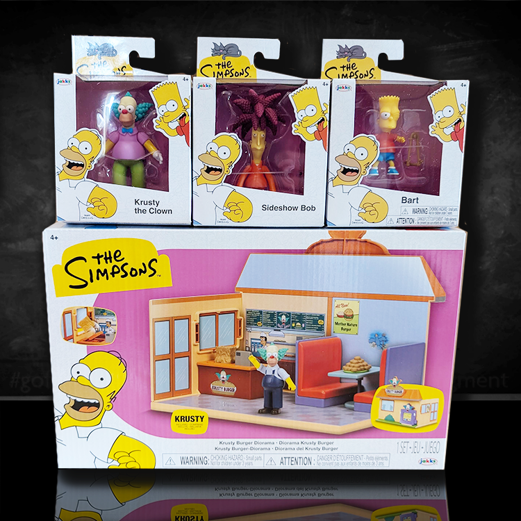 The Simpsons Krusty Burger Playset Krusty-Bob-Bart Action Figures 2.5" Scale image 0