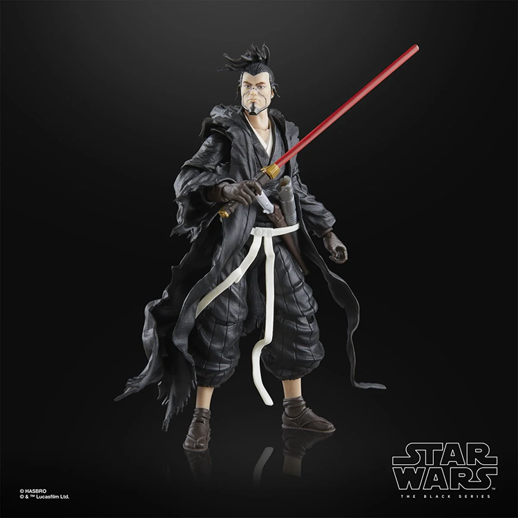 Hasbro Star Wars Black Series 6-inch The Ronin action figure with red lightsaber on black background