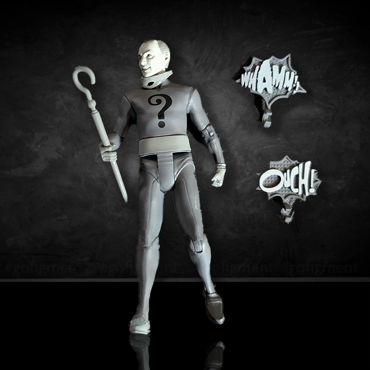 The Riddler Black and White  Batman '66 LOOSE 1/12 Scale Action Figure image 1