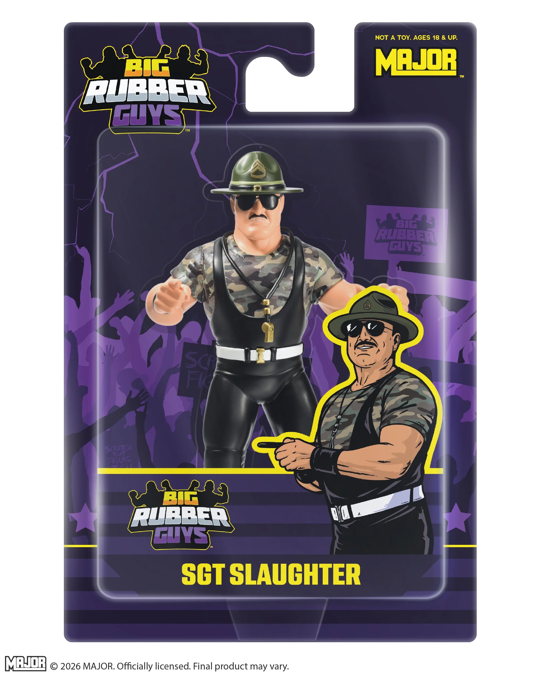 Sgt. Slaughter Major Big Rubber Guys 1:9 Scale 8-Inch Posed Wrestling Figure by Major in original packaging