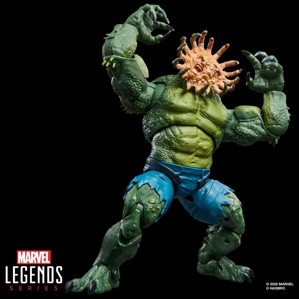 Hasbro Marvel Legends 6-inch Abomination figure with green scaly skin and detailed mutated orange head on black background