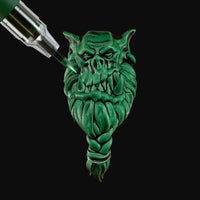 Absolution Green Army Painter Speedpaint Marker - One-Coat Miniature Paint SM1000P detailing a green fantasy miniature face by Army Painter
