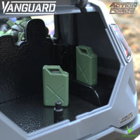 Vanguard Action Force toy vehicle interior with two green fuel cans and military style seating