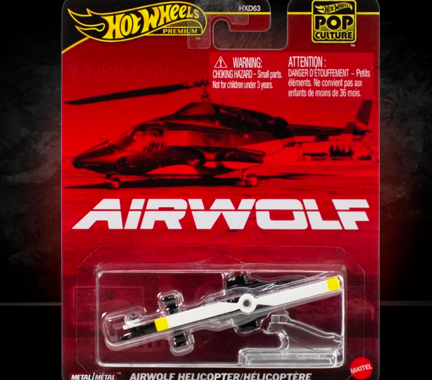 Airwolf Hot Wheels Premium Pop Culture Helicopter 1:64 Scale Die-Cast Model