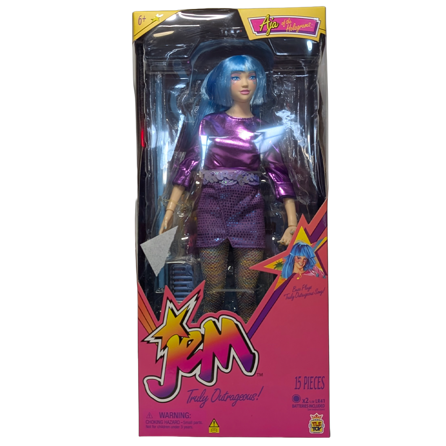 The Loyal Subjects Jem and the Holograms Aja Leith 12 Inch Fashion Doll in collectible packaging