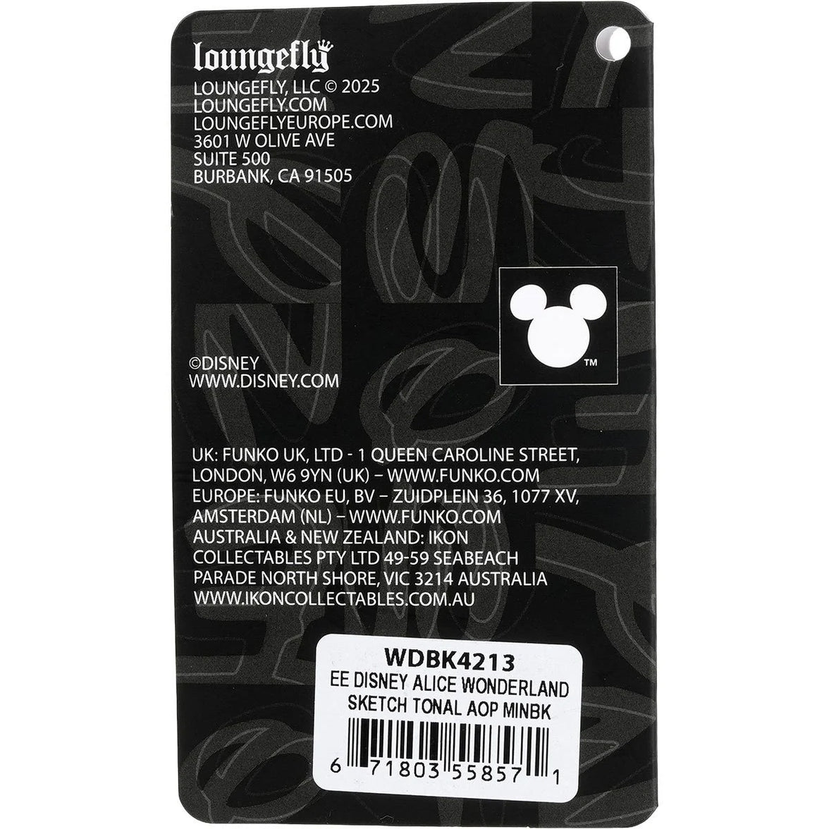 Loungefly Alice in Wonderland Sketch Mini-Backpack - Entertainment Earth Exclusive|Authentic with Tags