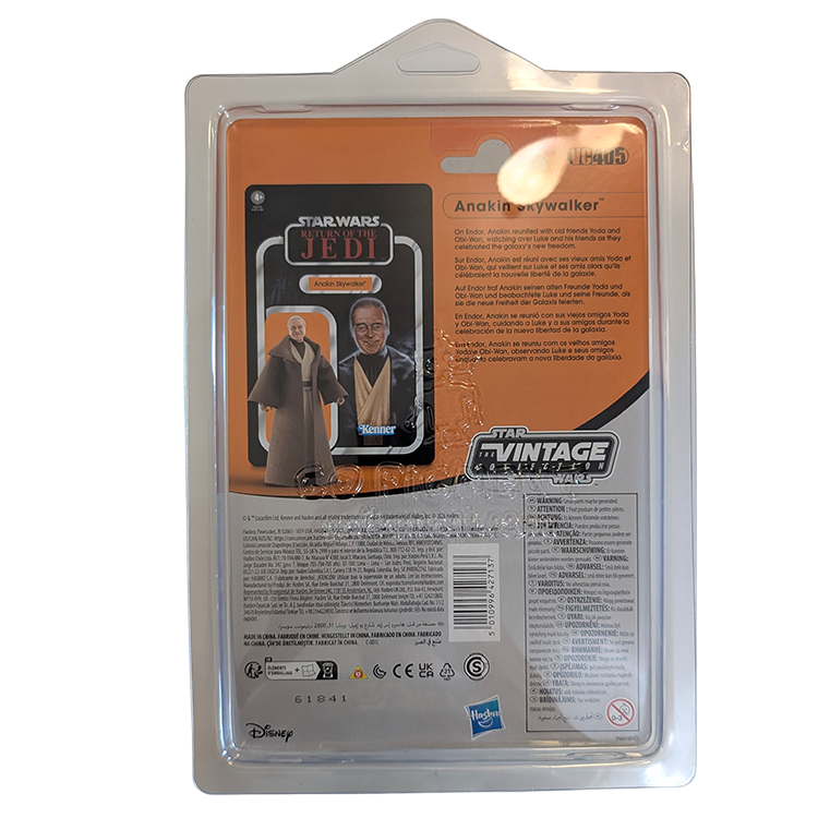 Anakin Skywalker Star Wars The Vintage Collection ROTJ Action Figure In Case Hasbro back packaging