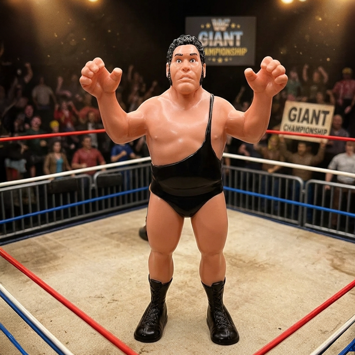Andre the Giant Major Big Rubber Guys 1:9 Scale 8-Inch Posed Wrestling Figure by Major in wrestling ring setting