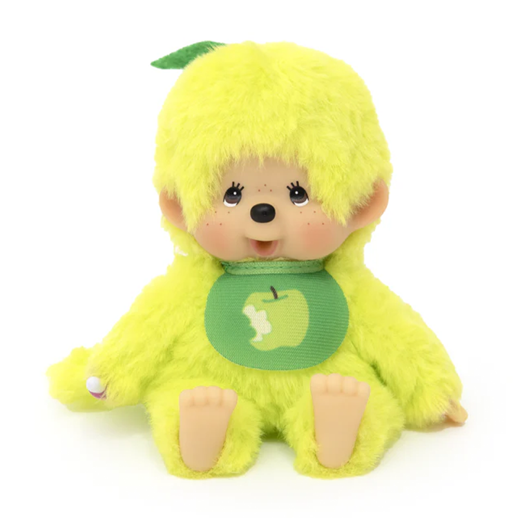 Sekiguchi Monchhichi 5-inch Apple Green plush with soft body and detailed face sitting on white background