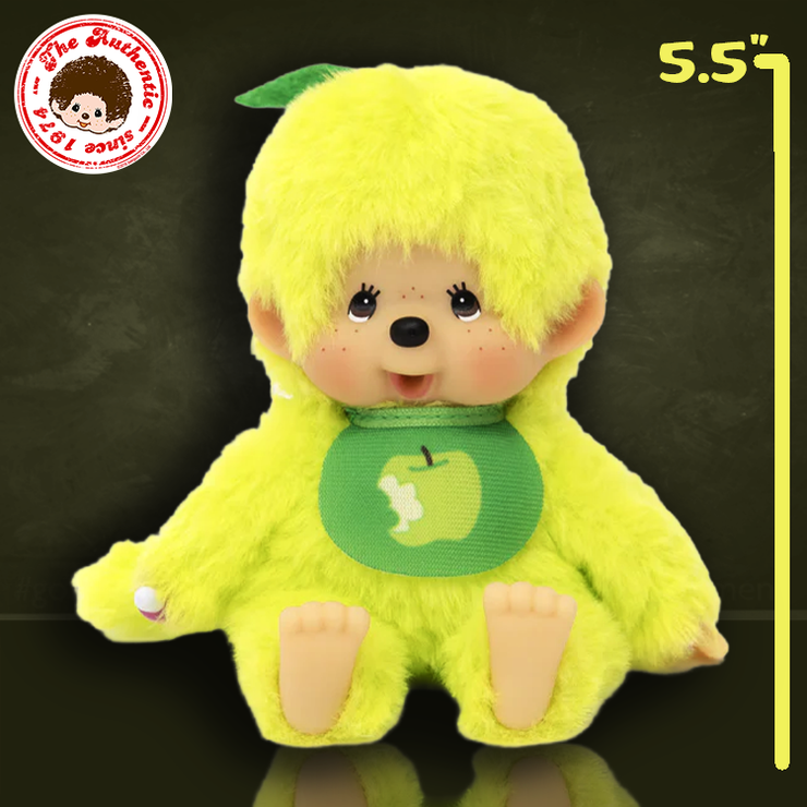 Sekiguchi Monchhichi Apple Fruit Colors 5" Monkey Plush - NWT