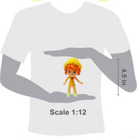 Boss Fight Studio Llc Apple Dumplin 1:12 scale figure with curly orange hair and yellow hat shown with size comparison