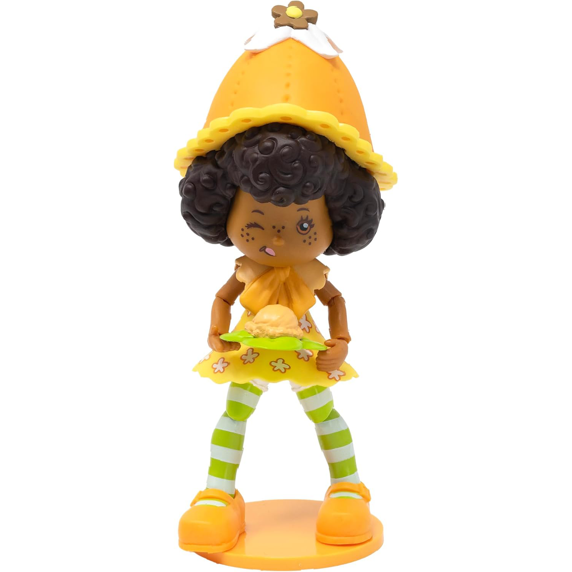 Boss Fight Studio Llc Orange Blossom collectible figure with curly hair, flower hat, striped green leggings, and orange shoes