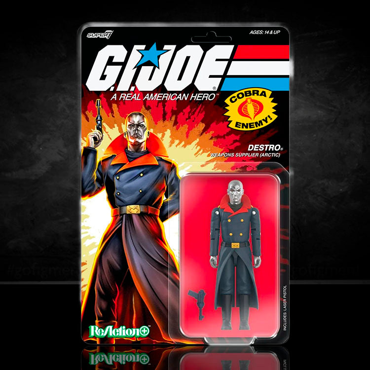 Hasbro G.I. Joe Arctic Destro ReAction Plus 3.75-inch figure with pistol and O-ring design packaging