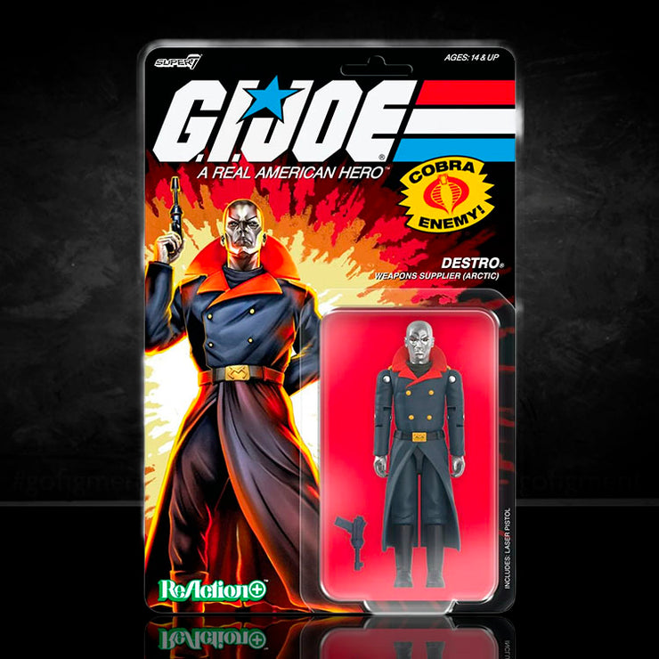 Hasbro G.I. Joe Arctic Destro ReAction Plus 3.75-inch figure with pistol and O-ring design packaging