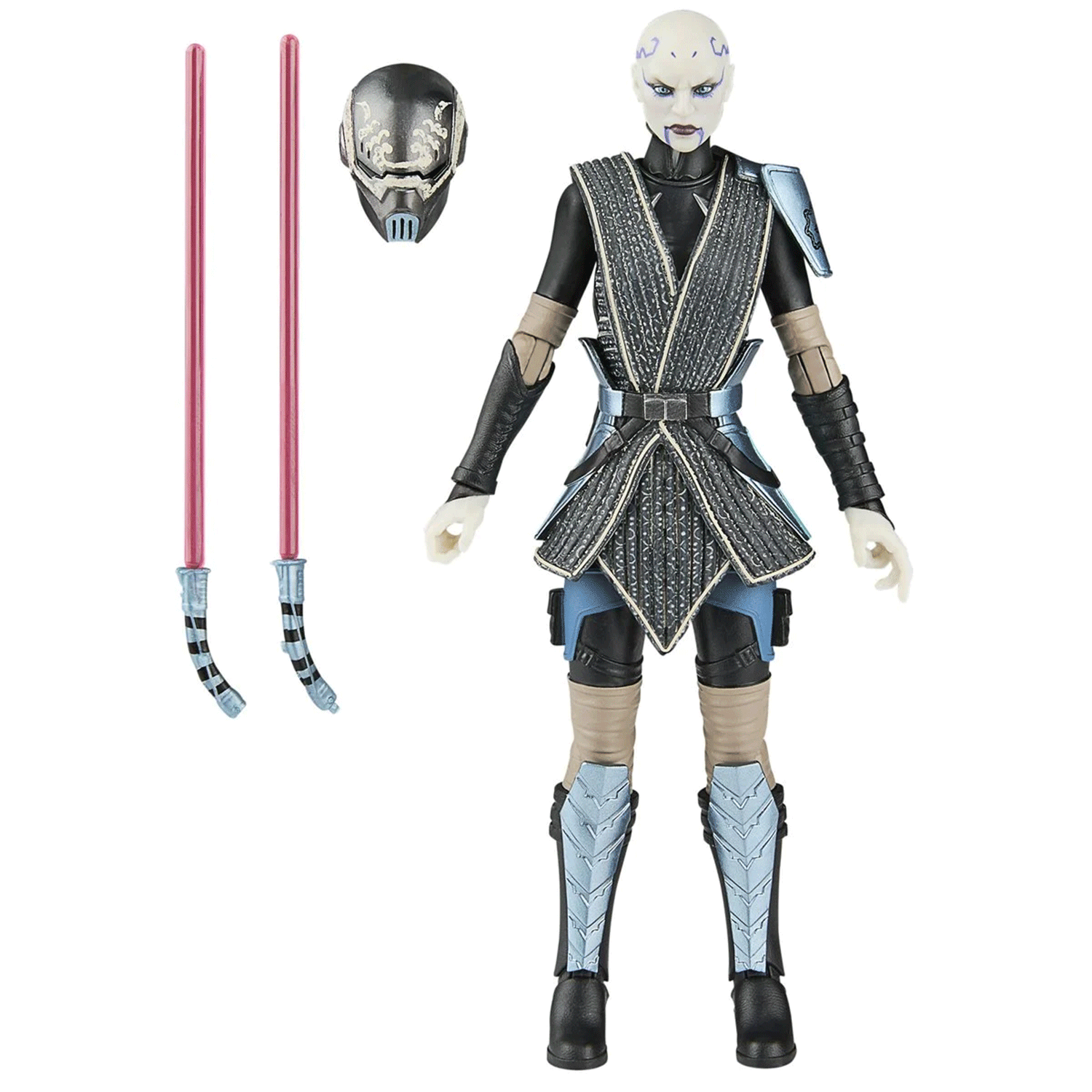 Hasbro Star Wars Black Series Asajj Ventress 6-inch figure with removable helmet and double red lightsabers