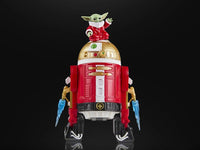 Hasbro Star Wars Black Series Astromech Droid Holiday Edition with festive red and gold design and small green figure on top