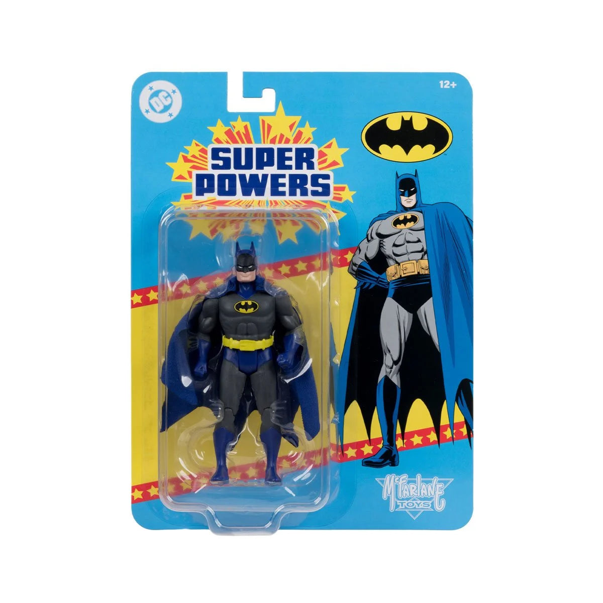 Batman Super Powers action figure in blue carded packaging with comic-style artwork