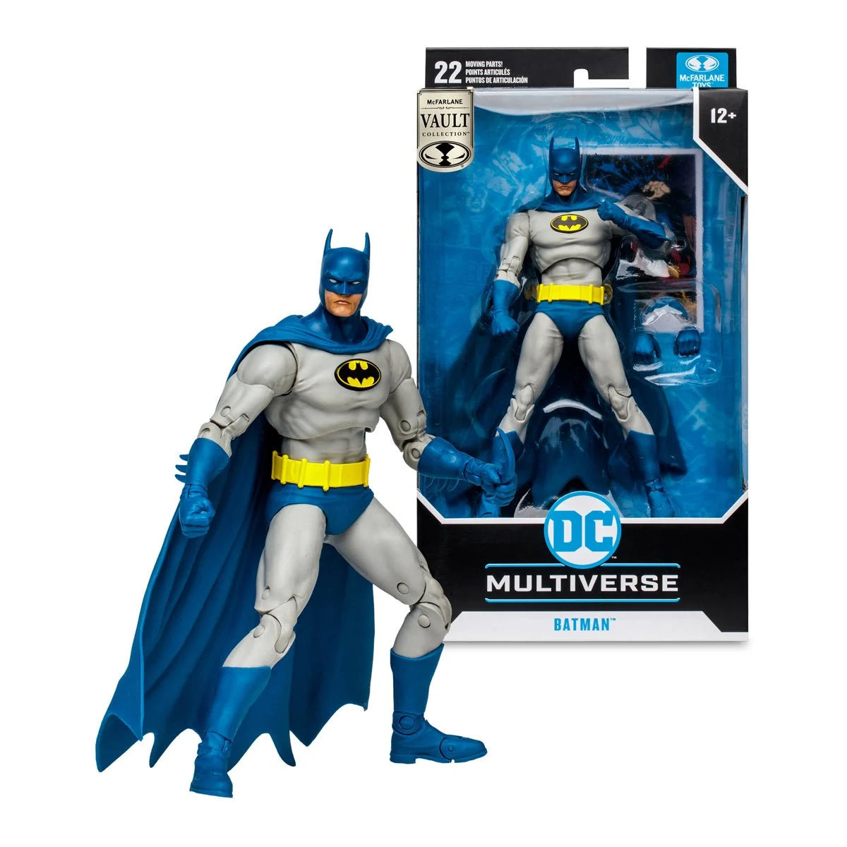 Batman Knightfall 7" McFarlane DC Multiverse Vault Action Figure in packaging with Batman figure by McFarlane Toys