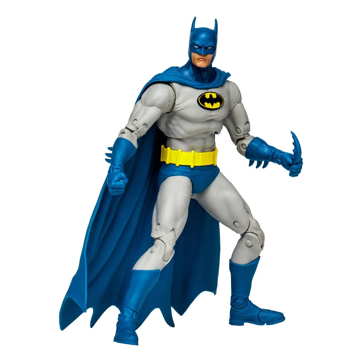 Batman Knightfall 7" McFarlane DC Multiverse Vault Action Figure by McFarlane Toys posed with Batarang and cape