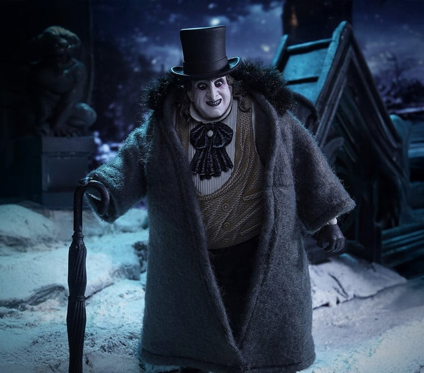 McFarlane Batman Returns DC Multiverse The Penguin action figure in theatrical costume with umbrella accessory