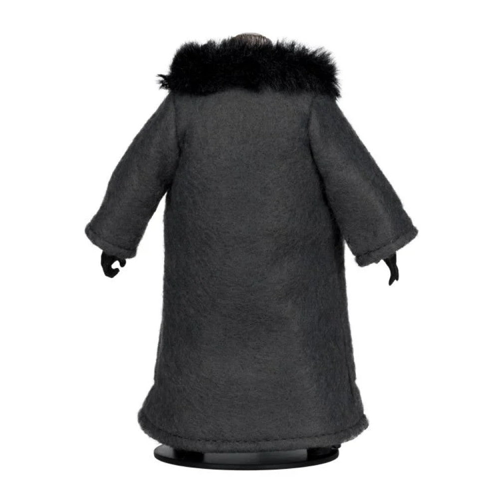McFarlane Batman Returns Penguin Deluxe Theatrical Edition action figure wearing long black coat with fur collar back view