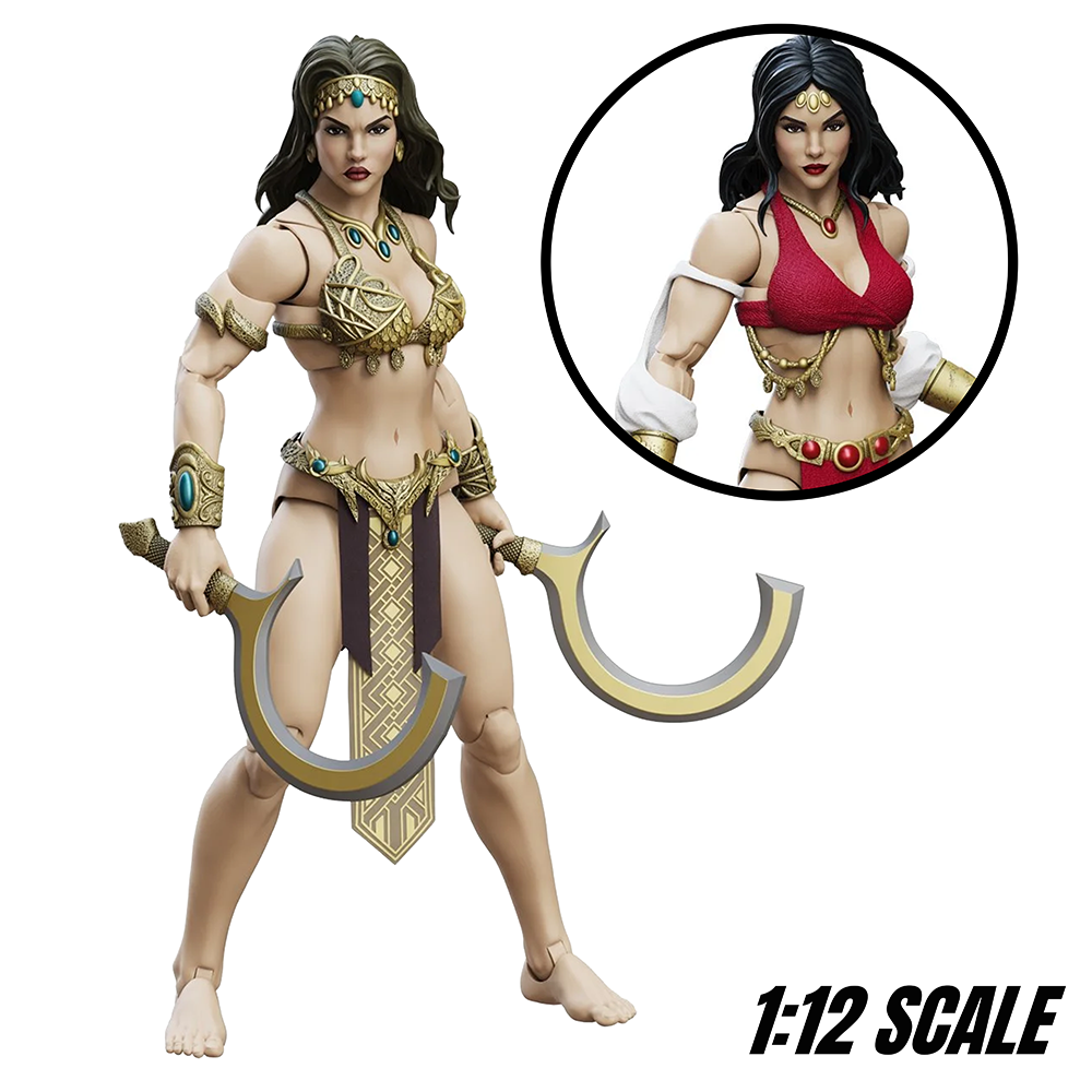 Belit Queen of Black Coast 6" Boss Fight Studio Figure Epic HACKS with dual crescent blades and alternate red outfit