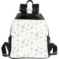 Loungefly Beauty and the Beast Belle Sketch mini-backpack with subtle character and rose patterns in grayscale design