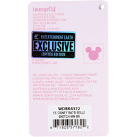 Loungefly Beauty and the Beast Belle Sketch Mini-Backpack Entertainment Earth exclusive tag with barcode and copyright details