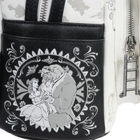 Loungefly Beauty and the Beast mini-backpack with Belle and Beast sketch on front pocket design