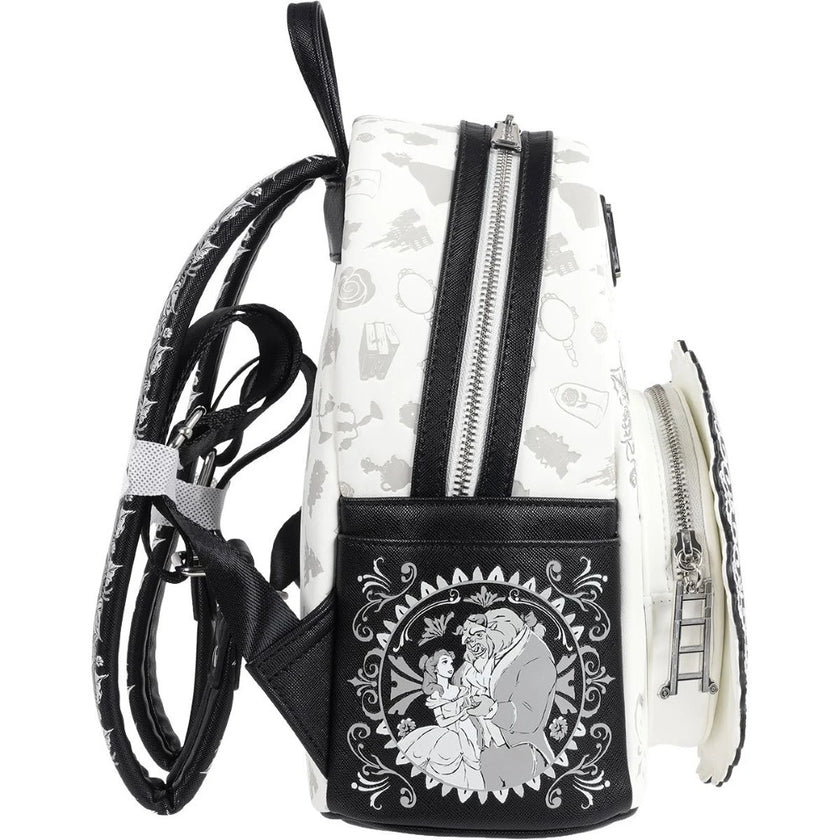 Loungefly Beauty and the Beast Belle Sketch Mini-Backpack with detailed character artwork and adjustable straps