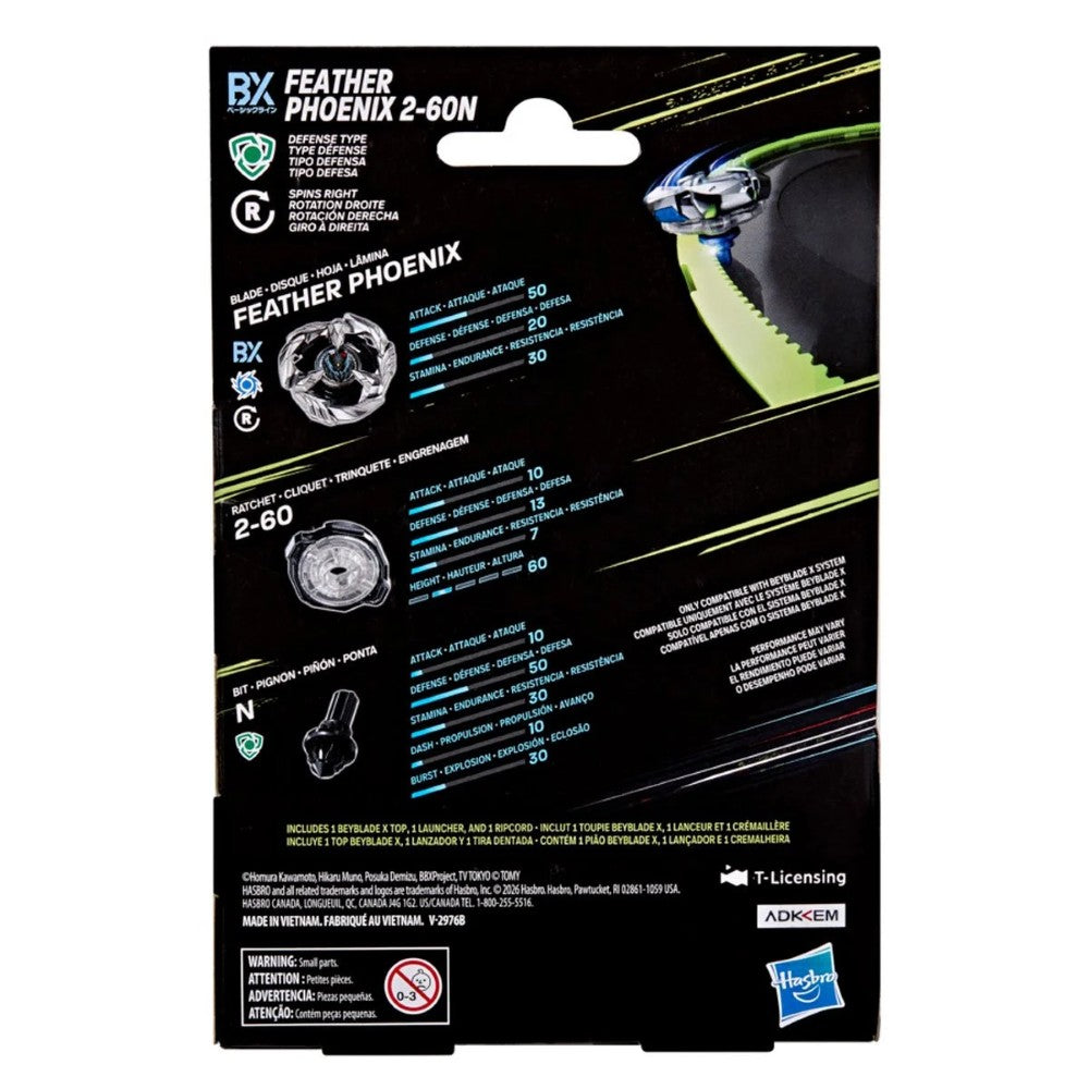 Beyblade X Feather Phoenix 2-60N BX Starter Pack Set Hasbro Beyblade Spinning Tops