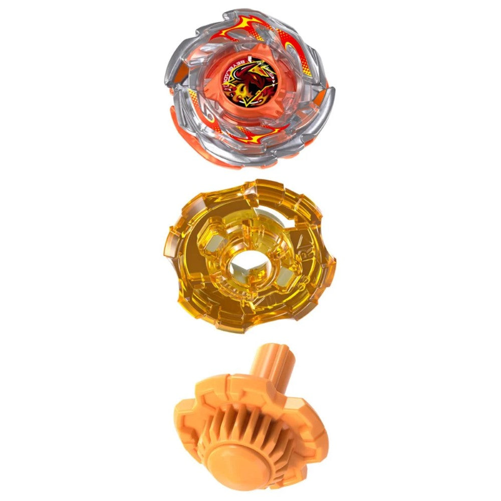 Beyblade X Rage Ragna FE 4-55Y CX Infinity Starter Pack Set Hasbro Beyblade Spinning Tops with red, gold, and orange parts